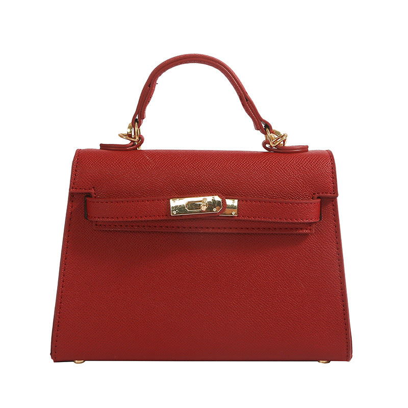 Texture Lock Portable Small Square Bag Women's 2022 New All-match Classic Shoulder Bag PU Fashion Kelly Bag