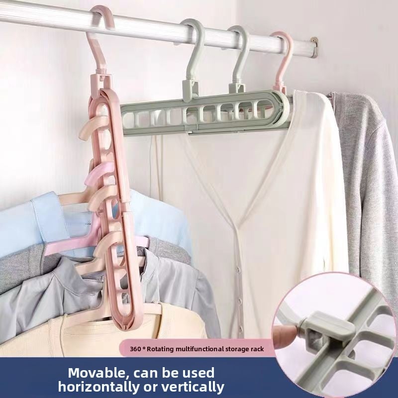 Multi-functional nine-hole drying rack household drying clothes storage artifact horizontal and vertical dual-purpose rack hanging to save space