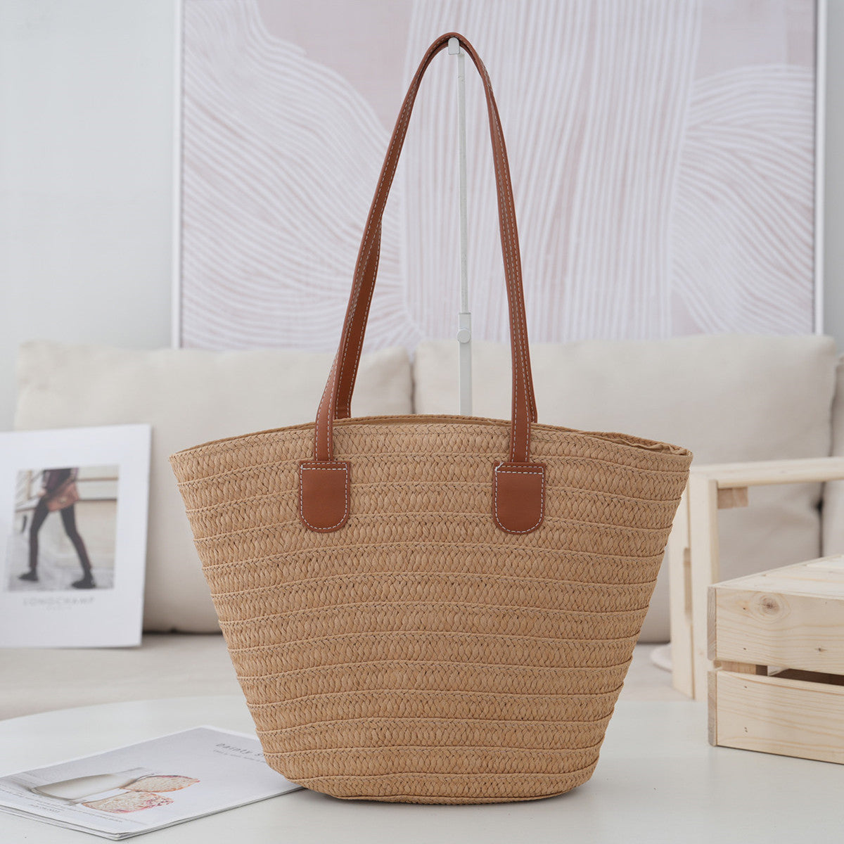 Women's Shoulder Crossbody Straw Bag Woven Bag Beach Bag New Women's Tote Bag Large Capacity