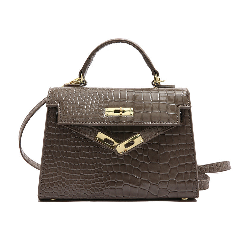 Texture Lock Portable Small Square Bag Women's 2022 New All-match Classic Shoulder Bag PU Fashion Kelly Bag