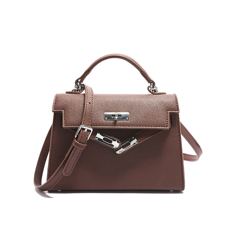 Texture Lock Portable Small Square Bag Women's 2022 New All-match Classic Shoulder Bag PU Fashion Kelly Bag