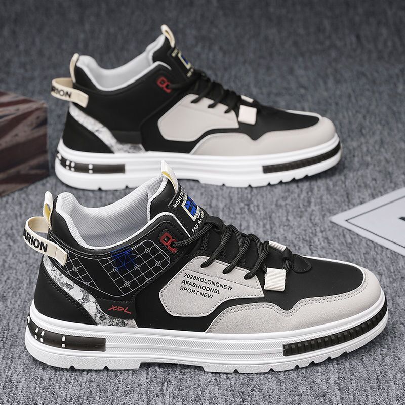 Men's shoes: Breathable high-top white sneakers