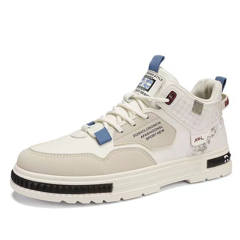 Men's shoes: Breathable high-top white sneakers