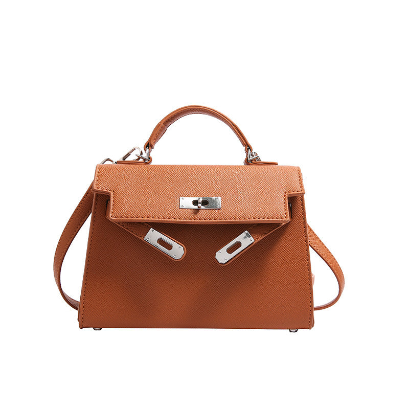 Texture Lock Portable Small Square Bag Women's 2022 New All-match Classic Shoulder Bag PU Fashion Kelly Bag