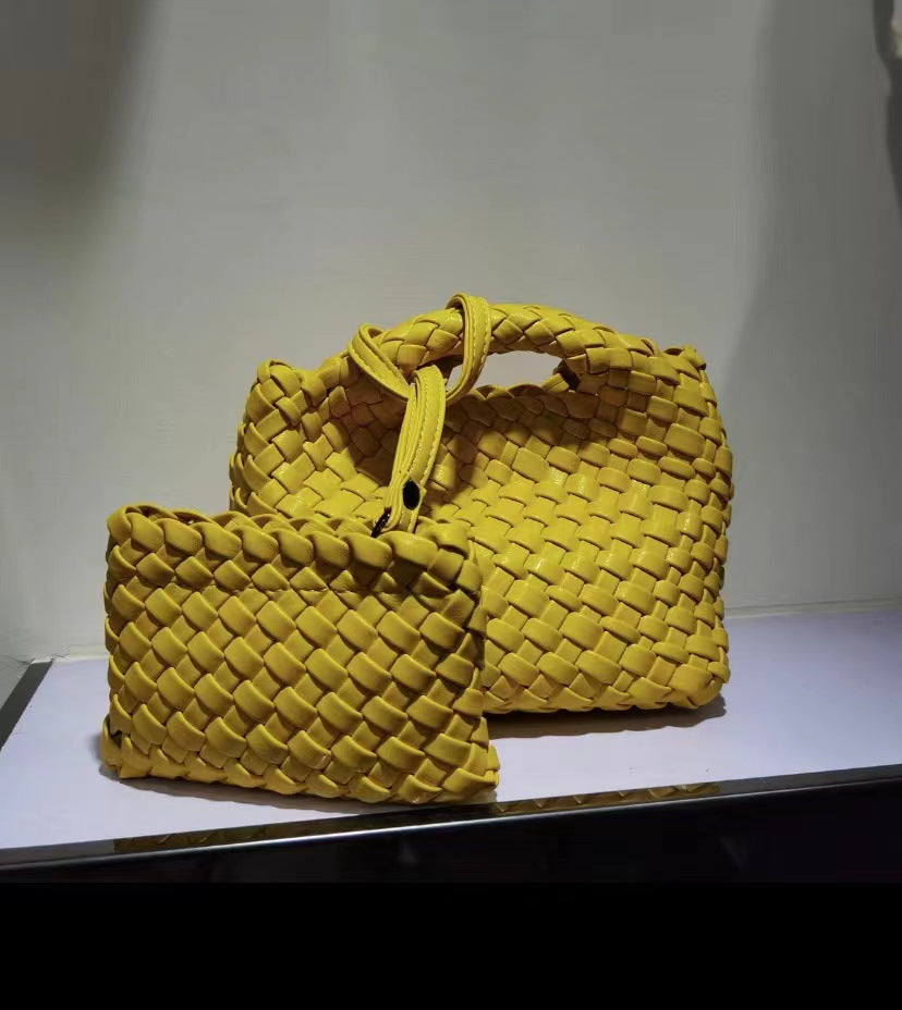 Premium Feeling Woven Handmade Mini Small Bag Tote Bucket Bag
