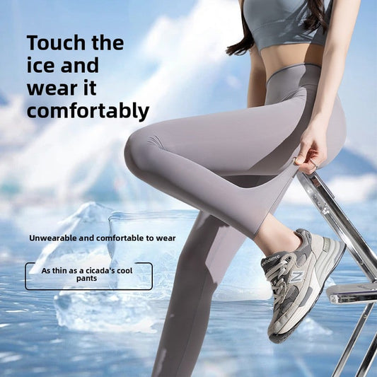 Ice silk shark pants women's ultra-thin high-waisted seamless leggings