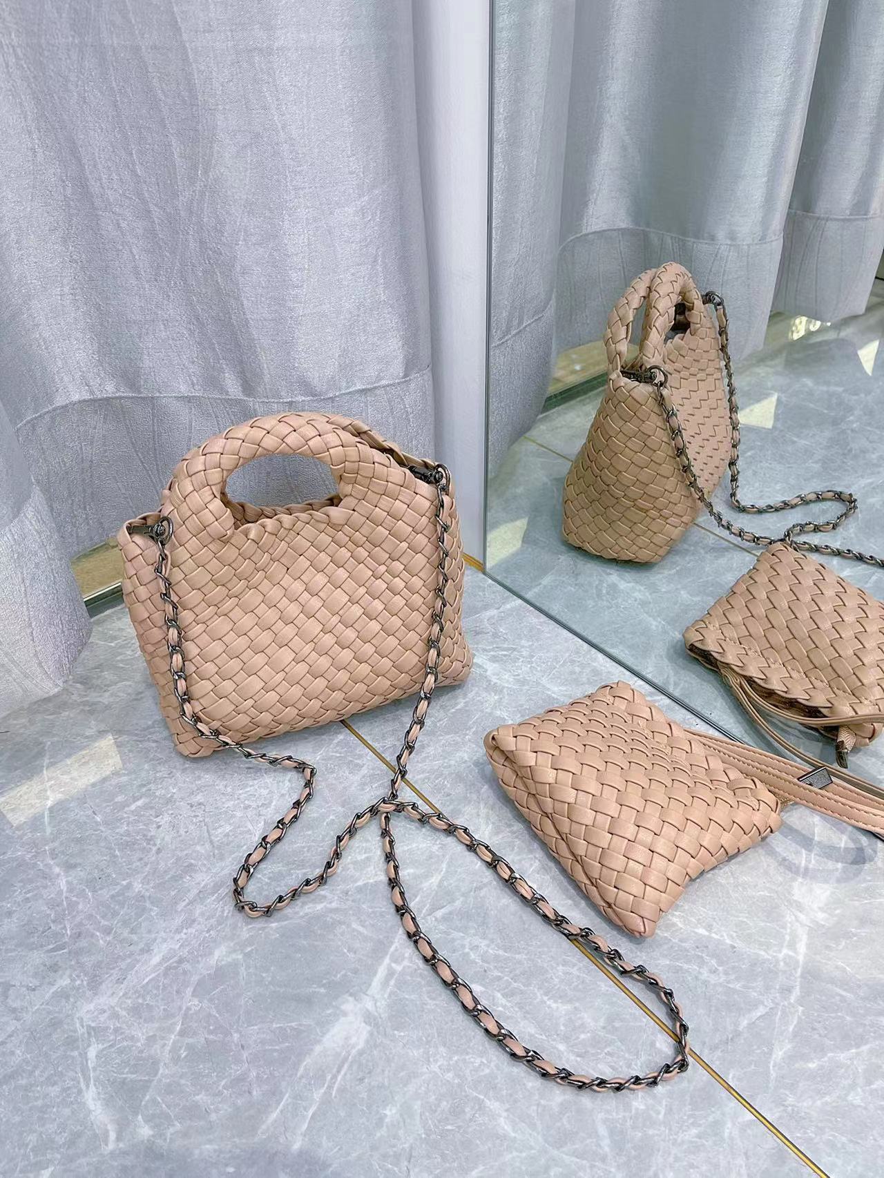 Premium Feeling Woven Handmade Mini Small Bag Tote Bucket Bag