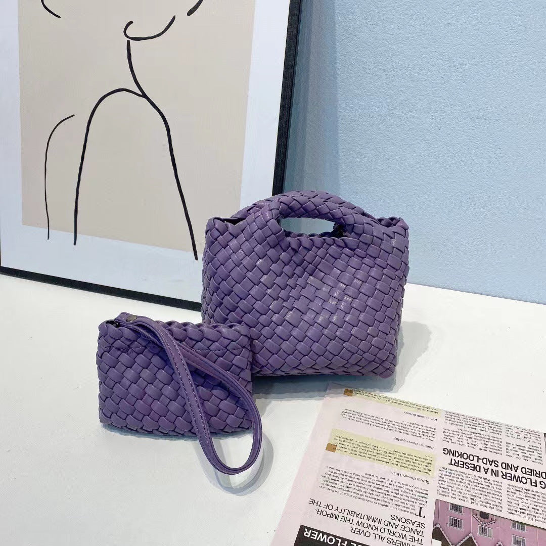 Premium Feeling Woven Handmade Mini Small Bag Tote Bucket Bag