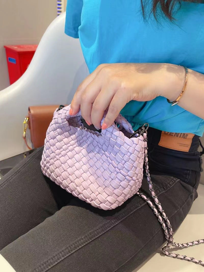Premium Feeling Woven Handmade Mini Small Bag Tote Bucket Bag