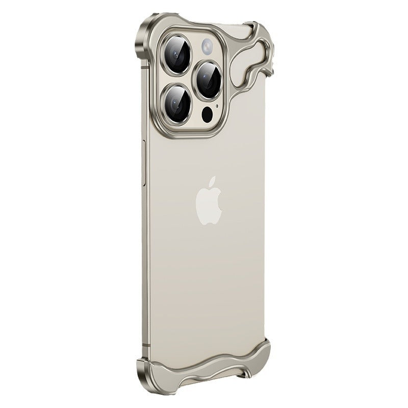 An irregular-shaped metal corner pad anti-drop borderless phone case
