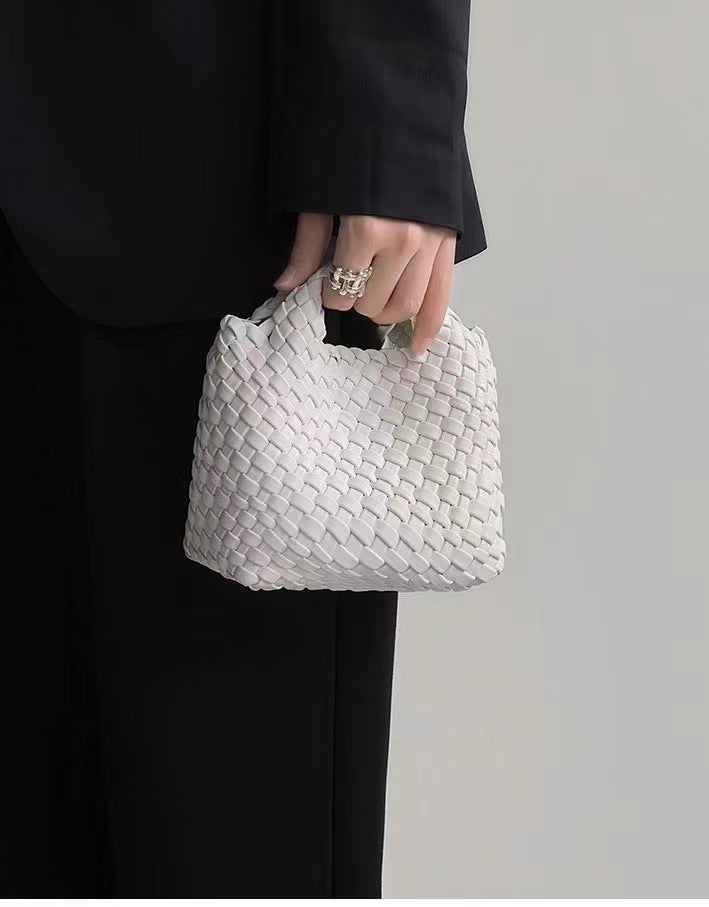 Premium Feeling Woven Handmade Mini Small Bag Tote Bucket Bag