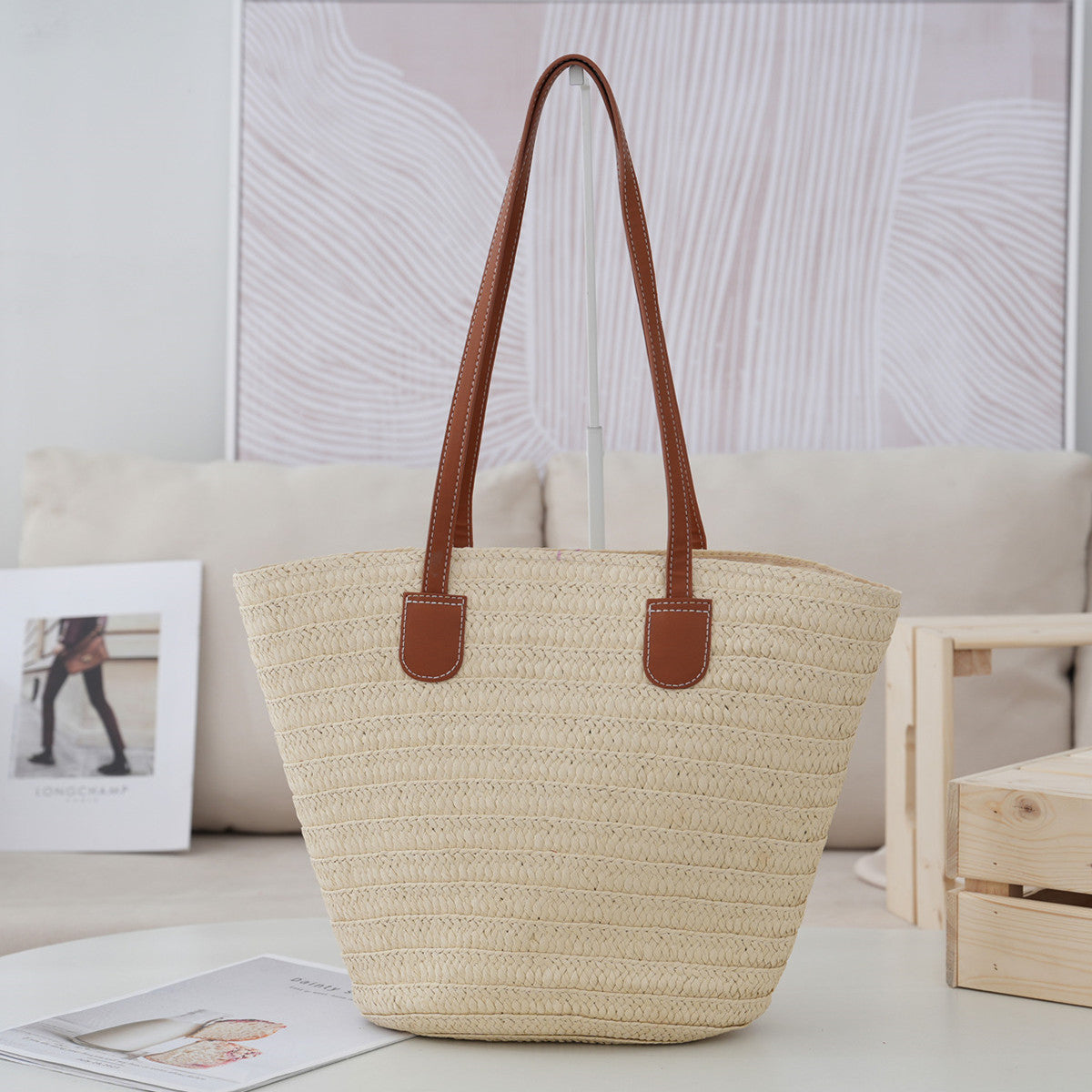 Women's Shoulder Crossbody Straw Bag Woven Bag Beach Bag New Women's Tote Bag Large Capacity