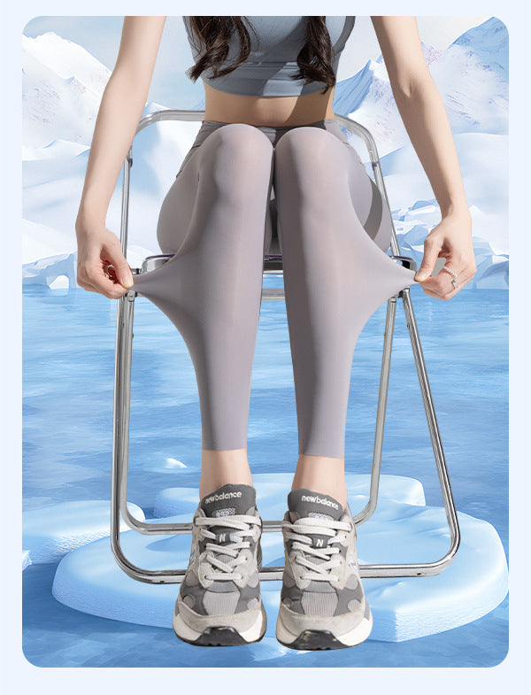 Ice silk shark pants women's ultra-thin high-waisted seamless leggings