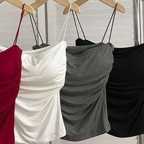 Spice Girl Sling Vest Belt Chest Pad Pleated Pure Desire Style All-match Slim Slim Slim Shoulder Strap Base Underwear for Women