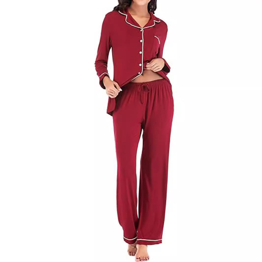Women&#039;s New Home Clothes Pocket Cardigan Button Long Sleeve Suit Modal