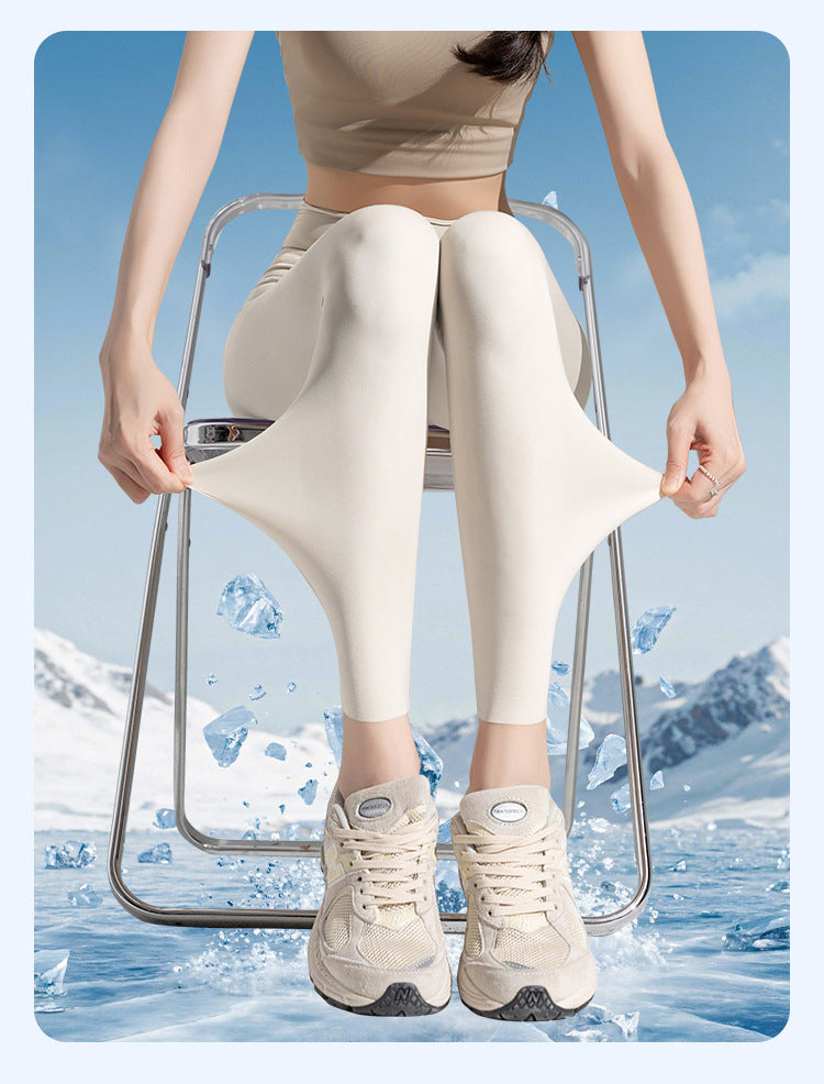 Ice silk shark pants women's ultra-thin high-waisted seamless leggings