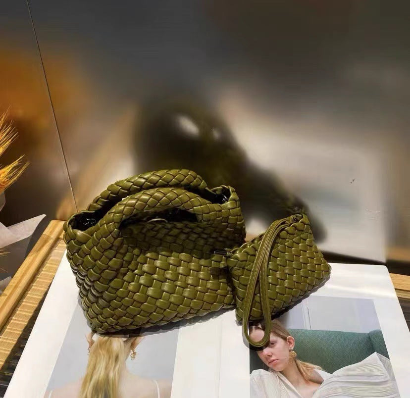 Premium Feeling Woven Handmade Mini Small Bag Tote Bucket Bag