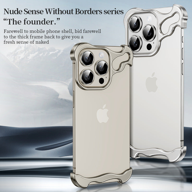 An irregular-shaped metal corner pad anti-drop borderless phone case