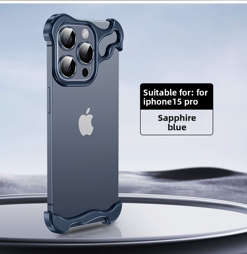 An irregular-shaped metal corner pad anti-drop borderless phone case