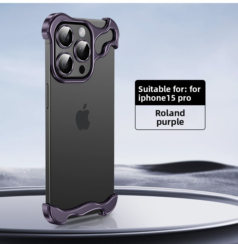 An irregular-shaped metal corner pad anti-drop borderless phone case