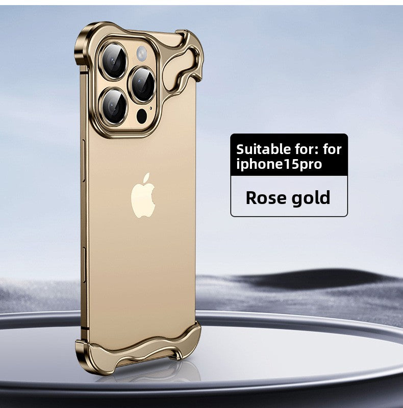 An irregular-shaped metal corner pad anti-drop borderless phone case