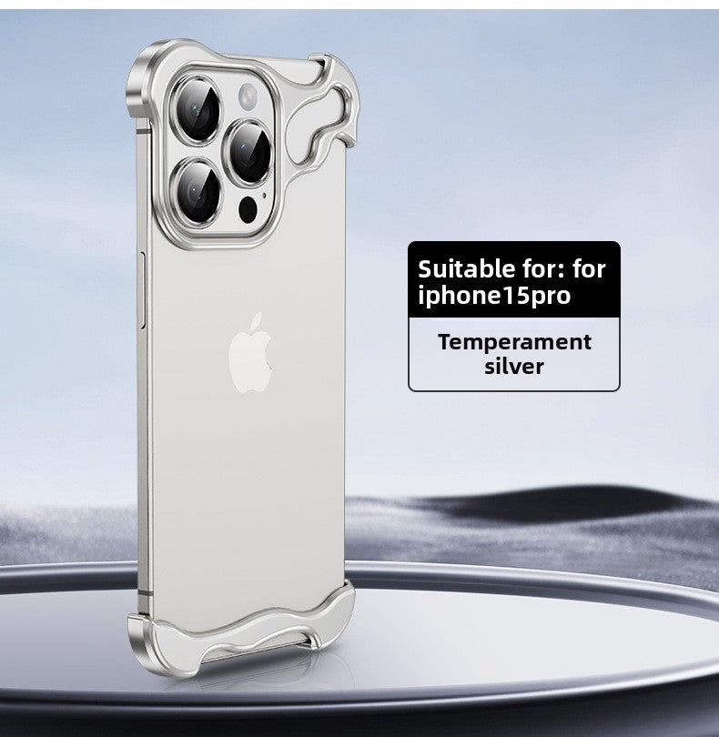 An irregular-shaped metal corner pad anti-drop borderless phone case