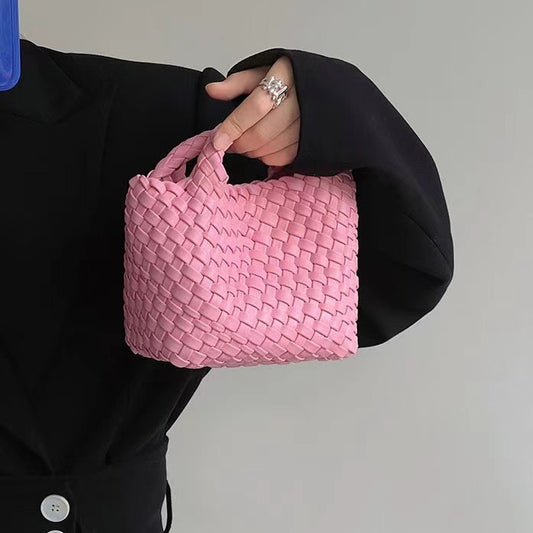 Premium Feeling Woven Handmade Mini Small Bag Tote Bucket Bag