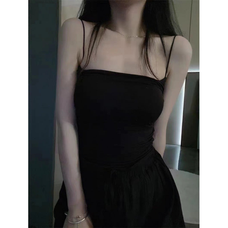 Spice Girl Sling Vest Belt Chest Pad Pleated Pure Desire Style All-match Slim Slim Slim Shoulder Strap Base Underwear for Women